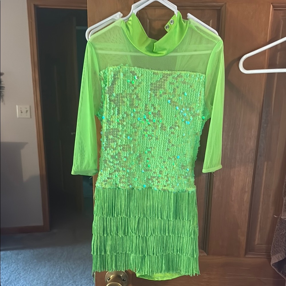 Weissman Green Sequin Fringe Dress